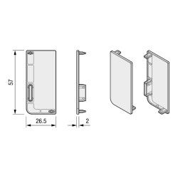 Perfil calha E 10 dupla para portas de vidro, plástico PVC castanho, rasgo 10, L.26 x A.10 x C.2500 mm