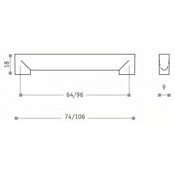 Perfil calha superior 6124, para porta de roupeiro, alumínio cromado mate, A.40 x C.5000 mm