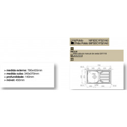 Corrediça telescópica de esferas C86 com extração total e patilha com 45 mm de altura com 350 mm